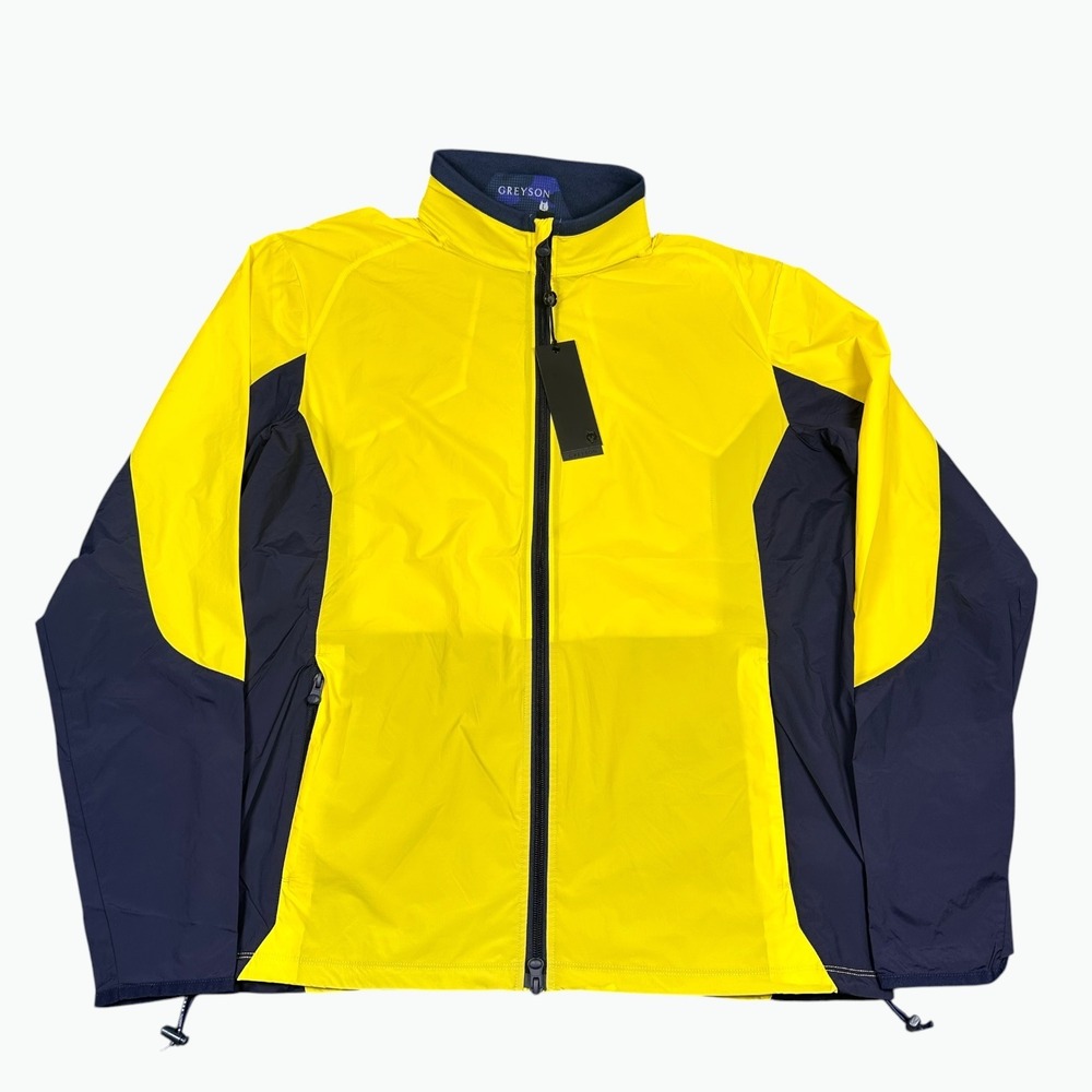 Greyson Colorblock Trailwolf Jacket Mens Large Yellow Blue Lightweight NWT